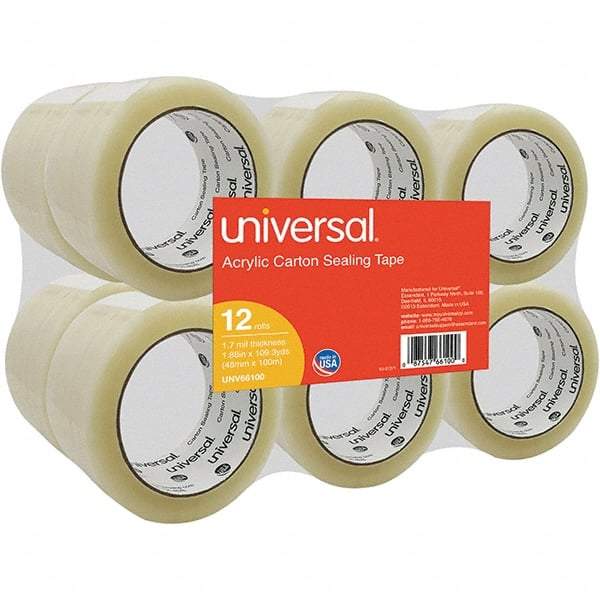 UNIVERSAL - 48mm Wide x 1.7mm Thick x 100m Long, 66100 Box Sealing & Label Protection Tape - Clear - All Tool & Supply