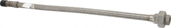 Made in USA - 18" OAL, 3/8" ID, 1,450 Max psi, Flexible Metal Hose Assembly - All Tool & Supply