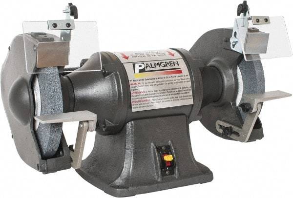 Palmgren - 10" Wheel Diam, 1 hp Grinder - 1" Arbor Hole Diam, 1 Phase, 1,725 Max RPM, 115/230 Volts - All Tool & Supply