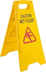 PRO-SOURCE - Caution - Wet Floor, 12" Wide x 24" High, Plastic Floor Sign - A-Frame, Red & Black on Yellow, For Accident Prevention - All Tool & Supply