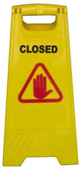 PRO-SOURCE - Closed, 12" Wide x 24" High, Plastic Floor Sign - A-Frame, Red & Black on Yellow, For Restroom, Janitorial & Housekeeping - All Tool & Supply