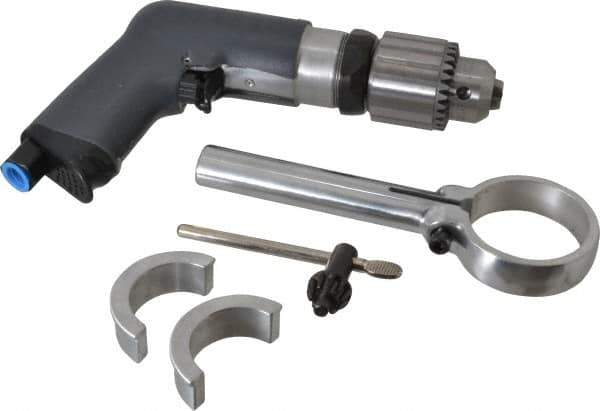 Ingersoll-Rand - 1/2" Reversible Keyed Chuck - Pistol Grip Handle, 900 RPM, 17 CFM, 0.4 hp, 90 psi - All Tool & Supply