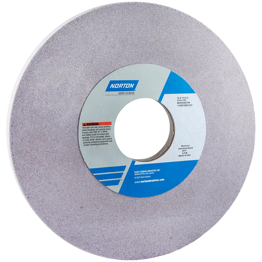 Norton - 12" Diam x 3" Hole x 1/2" Thick, K Hardness, 80 Grit Surface Grinding Wheel - All Tool & Supply