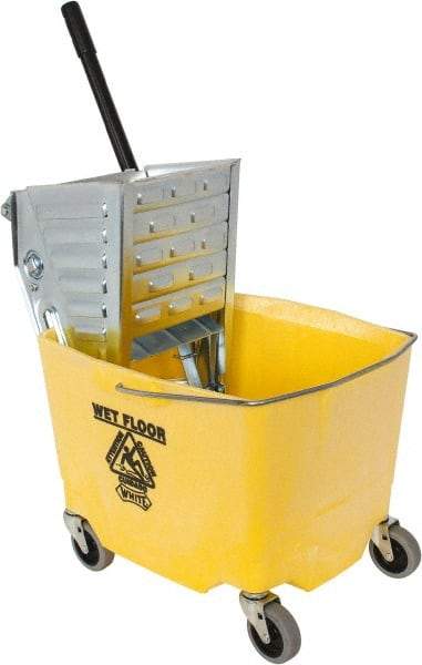 Value Collection - 35 Qt Plastic Metal Bucket & Wringer - 3" Long, Yellow - All Tool & Supply