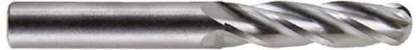 Hertel - 3/4" Diam, 1-1/2" LOC, 4 Flute Solid Carbide Ball End Mill - Uncoated, Single End, 4" OAL, 3/4" Shank Diam - All Tool & Supply