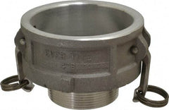 EVER-TITE Coupling Products - 4" Aluminum Cam & Groove Suction & Discharge Hose Female Coupler Male NPT Thread - Part B, 3" Thread, 100 Max psi - All Tool & Supply