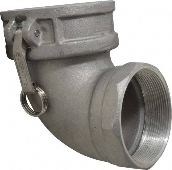 EVER-TITE Coupling Products - 4" Aluminum Cam & Groove Suction & Discharge Hose Female Coupler Female NPT Thread, 90° - Part D, 4" Thread, 100 Max psi - All Tool & Supply