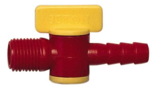 Value Collection - 2 Piece, 1/4" ID Coolant Hose Nipple Valve - Male to Female Connection, POM Body, 1/4 NPT, Use with Snap Together Hose Systems - All Tool & Supply