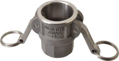 EVER-TITE Coupling Products - 1-1/4" Stainless Steel Cam & Groove Suction & Discharge Hose Female Coupler Female NPT Thread - Part D, 1-1/4" Thread, 250 Max psi - All Tool & Supply