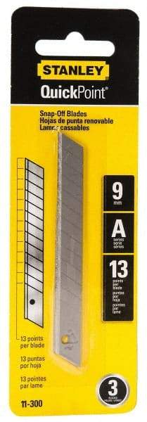 Stanley - 3 Piece Steel Utility Knife Blade - 3-1/2" OAL, 0.017" Blade Thickness - All Tool & Supply