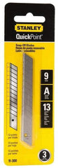 Stanley - 3 Piece Steel Utility Knife Blade - 3-1/2" OAL, 0.017" Blade Thickness - All Tool & Supply