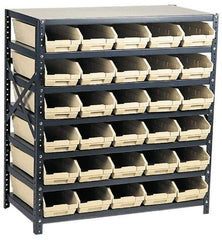 Quantum Storage - 2,100 Lb Capacity, 18" Deep x 36" Wide x 39" High, Steel Floor Rack - 1 Side, 30 Black Polyethylene/Polypropylene Bins - All Tool & Supply