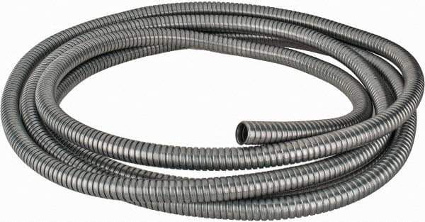 Federal Hose - 7/8" ID, -60 to 400°F, Galvanized Steel Unlined Flexible Metal Duct Hose - 4.1" Bend Radius, 25' Long - All Tool & Supply