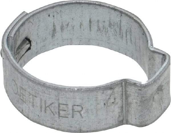 Oetiker - 15.1 to 17mm, Zinc-Plated 1-Ear Clamp - 11/16" Noml Size, 6mm Inner Width, 7mm Wide x 0.75mm Thick, Carbon Steel - All Tool & Supply