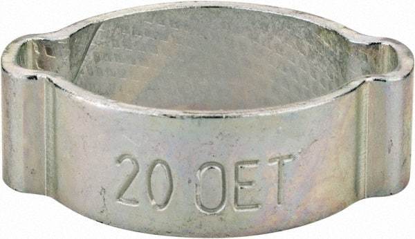 Oetiker - 16.2 to 20mm, Zinc-Plated 2-Ear Clamp - 3/4" Noml Size, 5.97mm Inner Width, 8.5mm Wide x 1.2mm Thick, Carbon Steel - All Tool & Supply