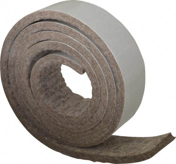 Made in USA - 1/4 Inch Thick x 1-1/2 Inch Wide x 5 Ft. Long, Felt Stripping - Gray, Adhesive Backing - All Tool & Supply