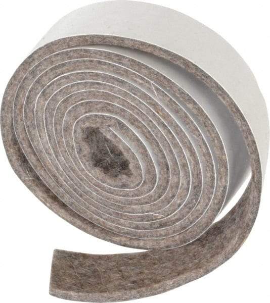 Made in USA - 1/8 Inch Thick x 1 Inch Wide x 5 Ft. Long, Felt Stripping - Gray, Adhesive Backing - All Tool & Supply