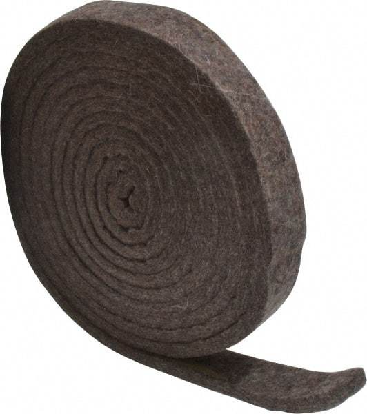 Made in USA - 1/4 Inch Thick x 1 Inch Wide x 10 Ft. Long, Felt Stripping - Gray, Plain Backing - All Tool & Supply