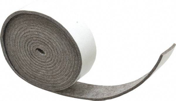 Made in USA - 1/8 Inch Thick x 1-1/2 Inch Wide x 10 Ft. Long, Felt Stripping - Gray, Adhesive Backing - All Tool & Supply