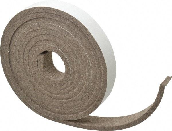 Made in USA - 1/4 Inch Thick x 1 Inch Wide x 10 Ft. Long, Felt Stripping - Gray, Adhesive Backing - All Tool & Supply