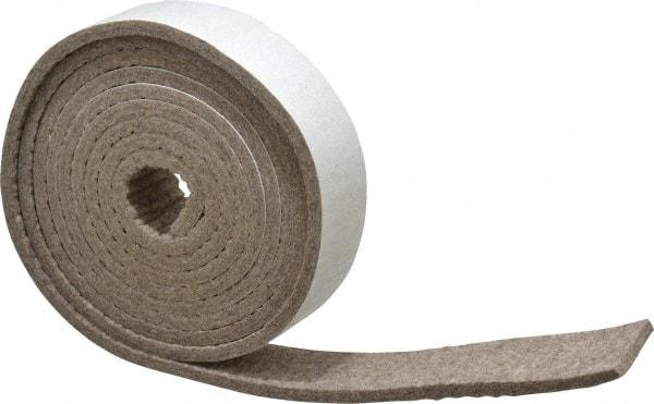 Made in USA - 1/4 Inch Thick x 1-1/2 Inch Wide x 10 Ft. Long, Felt Stripping - Gray, Adhesive Backing - All Tool & Supply