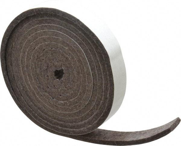 Made in USA - 1/4 Inch Thick x 1 Inch Wide x 10 Ft. Long, Felt Stripping - Gray, Adhesive Backing - All Tool & Supply