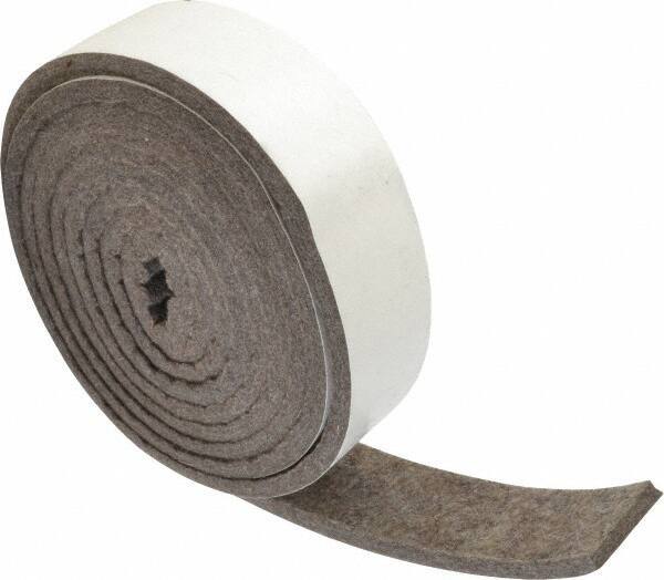 Made in USA - 1/4 Inch Thick x 1-1/2 Inch Wide x 10 Ft. Long, Felt Stripping - Gray, Adhesive Backing - All Tool & Supply