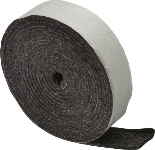 Made in USA - 1/8 Inch Thick x 1 Inch Wide x 10 Ft. Long, Felt Stripping - Gray, Adhesive Backing - All Tool & Supply