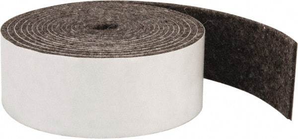 Made in USA - 1/8 Inch Thick x 1-1/2 Inch Wide x 10 Ft. Long, Felt Stripping - Gray, Adhesive Backing - All Tool & Supply