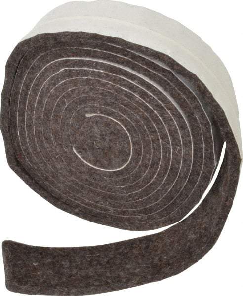 Made in USA - 1/4 Inch Thick x 1-1/2 Inch Wide x 10 Ft. Long, Felt Stripping - Gray, Adhesive Backing - All Tool & Supply