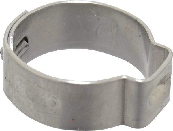 Oetiker - 13.5 to 15.7mm, 1-Ear Clamp - 5/8" Noml Size, 7mm Inner Width, 7mm Wide x 0.6mm Thick, Stainless Steel - All Tool & Supply