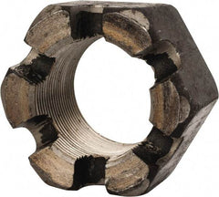 Value Collection - 2-12 UNF Grade 2 Steel Slotted Locknut - 3" Width Across Flats, 1-23/32" High, Uncoated - All Tool & Supply