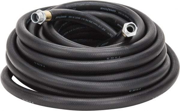 Continental ContiTech - 3/4" ID x 1.118" OD 50' Long Multipurpose Air Hose - MNPT x MNPT Ends, 200 Working psi, -40 to 190°F, 3/4" Fitting, Black - All Tool & Supply