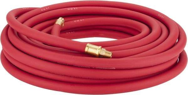 Continental ContiTech - 3/8" ID x 0.7" OD 50' Long Multipurpose Air Hose - MNPT x MNPT Ends, 250 Working psi, -40 to 190°F, 1/4" Fitting, Red - All Tool & Supply