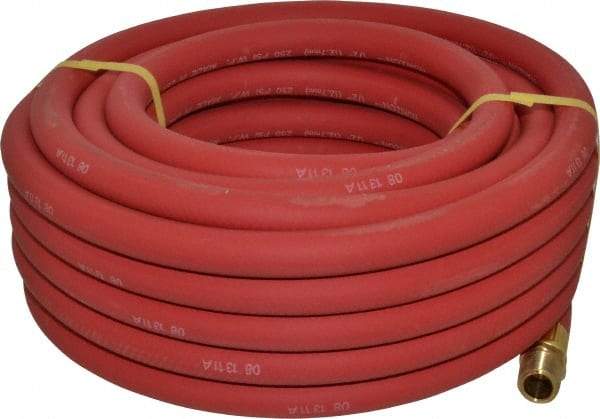 Continental ContiTech - 1/2" ID x 0.838" OD 50' Long Multipurpose Air Hose - MNPT x MNPT Ends, 250 Working psi, -40 to 190°F, 1/2" Fitting, Red - All Tool & Supply