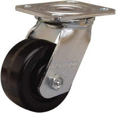 Hamilton - 4" Diam x 2" Wide x 5-5/8" OAH Top Plate Mount Swivel Caster - Phenolic, 800 Lb Capacity, Straight Roller Bearing, 4 x 4-1/2" Plate - All Tool & Supply