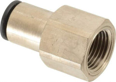 Legris - 3/8" Outside Diam, 3/8 NPT, Nickel Plated Brass Push-to-Connect Tube Female Connector - 290 Max psi - All Tool & Supply