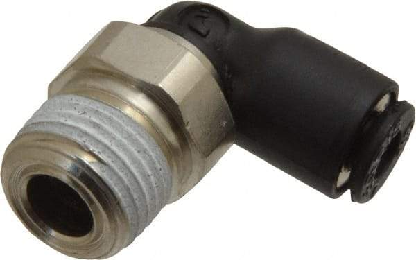 Legris - 1/8" OD, 1/8 NPT, Nylon/Nickel Plated Brass Push-to-Connect Male Elbow - 290 Max psi - All Tool & Supply