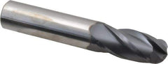 SGS - 5/8" Diam, 1-1/4" LOC, 4 Flute Solid Carbide Ball End Mill - AlTiN Finish, Single End, 3-1/2" OAL, 5/8" Shank Diam, Spiral Flute - All Tool & Supply