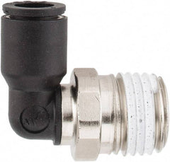 Legris - 1/4" OD, 1/4 NPT, Nylon/Nickel Plated Brass Push-to-Connect Male Elbow - 290 Max psi - All Tool & Supply