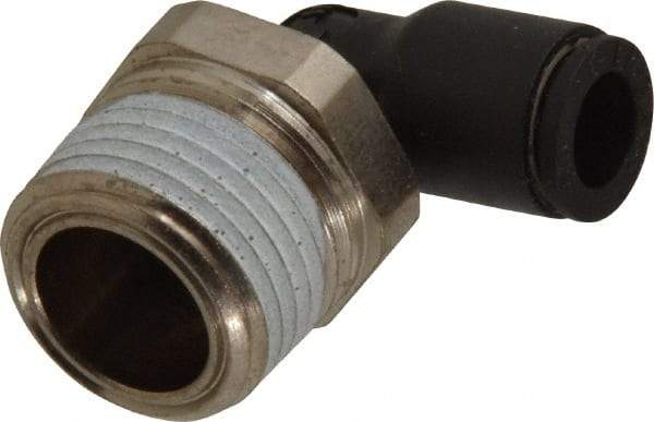 Legris - 1/4" OD, 3/8 NPT, Nylon/Nickel Plated Brass Push-to-Connect Male Elbow - 290 Max psi - All Tool & Supply