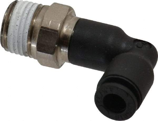 Legris - 5/32" OD, 1/8 NPT, Nylon/Nickel Plated Brass Push-to-Connect Extended Male Elbow - 290 Max psi - All Tool & Supply