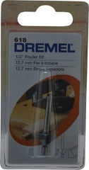 Dremel - 1/2" Diam, 1-1/4" Overall Length, High Speed Steel, Chamfer, Edge Profile Router Bit - 1/8" Shank Diam x 1/8" Shank Length, Uncoated - All Tool & Supply