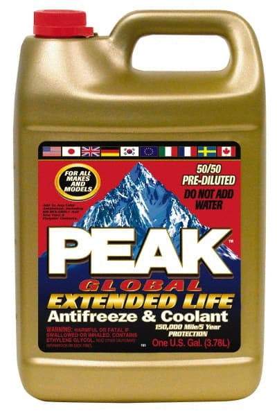 Peak - 1 Gal Extended Life Premixed Antifreeze & Coolant - Ethylene Glycol, Organic Acid Inhibitor, De-Ionized Water Composition - All Tool & Supply