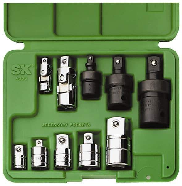 SK - 9 Piece Universal & Socket Adapter Set - 1/4F x 3/8M, 3/8F x 1/4M, 3/8F x 1/2M, 1/2F x 3/8M, 1/2F x 3/4M" 1/4, 3/8 & Impact 1/4, 3/8, 1/2" - All Tool & Supply