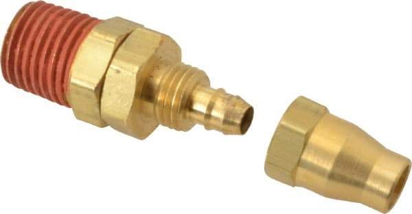 Coilhose Pneumatics - 1/4 NPT, Brass Reusable Hose Male Swivel Fitting - 0.16" Hose ID x 1/4" Hose OD - All Tool & Supply