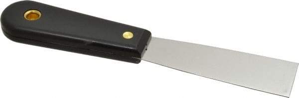 Value Collection - 1-1/4" Wide Stainless Steel Putty Knife - Stiff, Nylon Handle, 7.68" OAL - All Tool & Supply