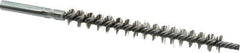 Schaefer Brush - 3" Brush Length, 5/16" Diam, Double Stem, Single Spiral Tube Brush - 4-1/2" Long, Stainless Steel, 8-32 Female Connection - All Tool & Supply