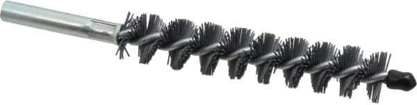 Schaefer Brush - 4" Brush Length, 3/4" Diam, Single Stem, Single Spiral Tube Brush - 6-1/4" Long, Silicone Carbide Impregnated Nylon, 12-24 Female Connection - All Tool & Supply