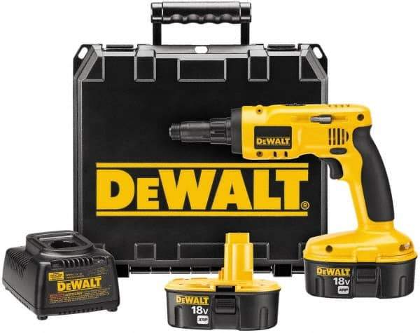 DeWALT - 18 Volts, NiCad Battery, Pistol Grip Cordless Screwdriver - 2 Speeds, 900 and 2,700 RPM, 180 Inch/Lbs. Torque - All Tool & Supply